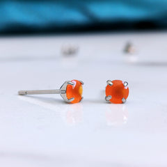 Carnelian earrings on hypoallergenic Titanium - 3mm, 4mm, 5mm, 6mm