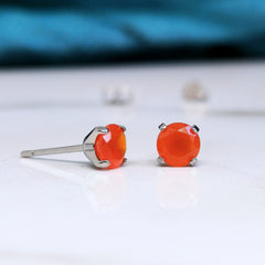 Carnelian earrings on hypoallergenic Titanium - 3mm, 4mm, 5mm, 6mm
