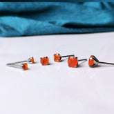 Carnelian earrings on hypoallergenic Titanium - 3mm, 4mm, 5mm, 6mm