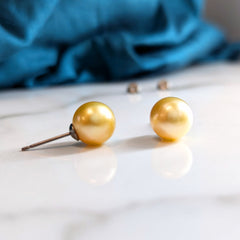 Golden southsea Titanium pearl stud earrings hypoallergenic