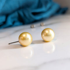 Golden southsea Titanium pearl stud earrings hypoallergenic