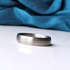 Matte Titanium Wedding Ring Single Line