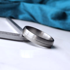 Matte Titanium Wedding Ring Single Line