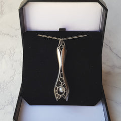 Titanium Seed Pod, 3D Printed Pearl Pendant and Chain