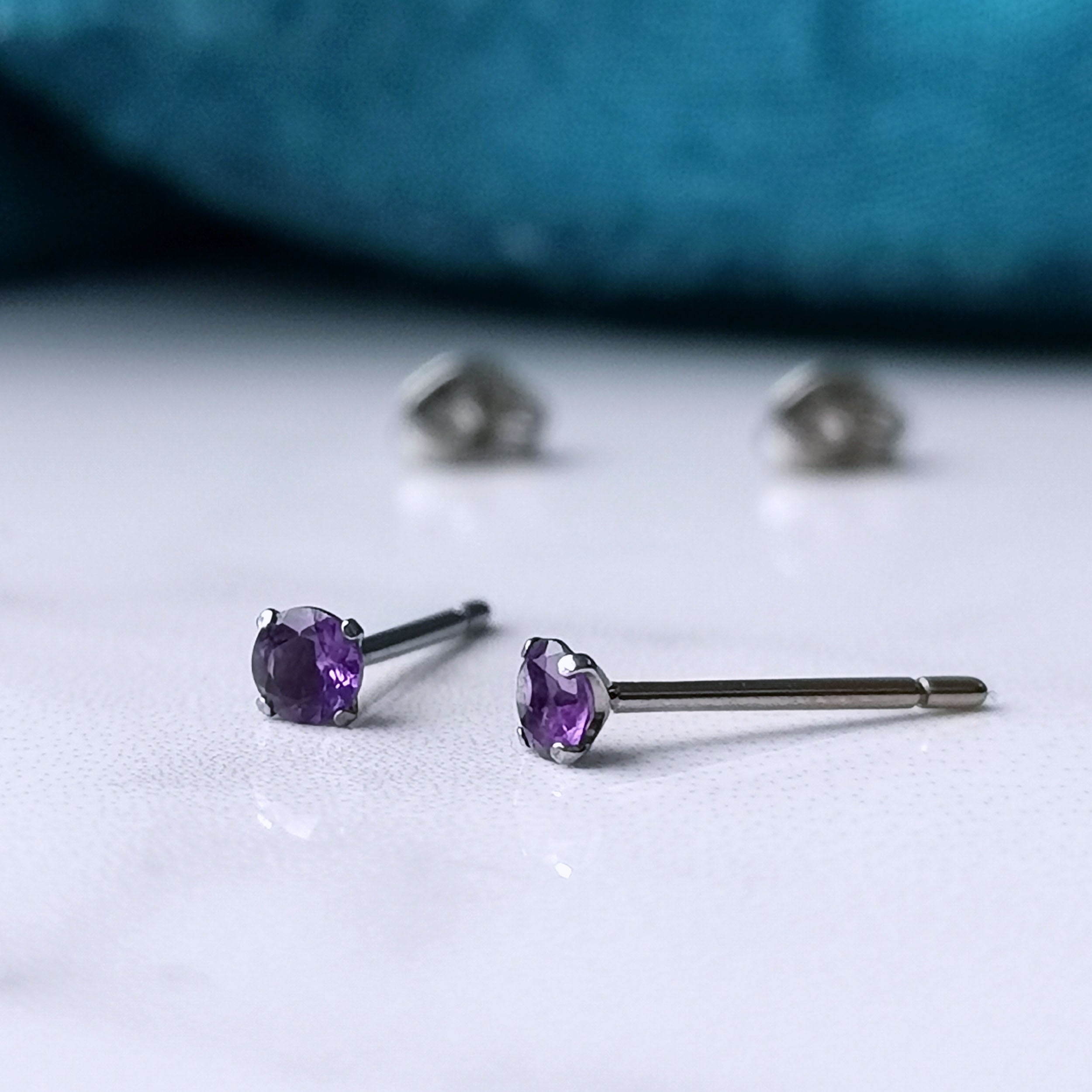 faceted purple amethyst titanium studs