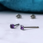 faceted purple amethyst titanium studs