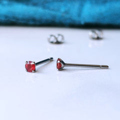 Titanium 3mm burma Ruby earrings buy