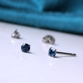 Sapphire Earrings on Hypoallergenic Titanium - 3mm, 4mm, 5mm, 6mm