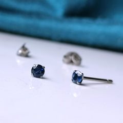 Sapphire Earrings on Hypoallergenic Titanium - 3mm, 4mm, 5mm, 6mm