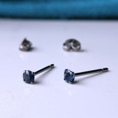 Sapphire Earrings on Hypoallergenic Titanium - 3mm, 4mm, 5mm, 6mm