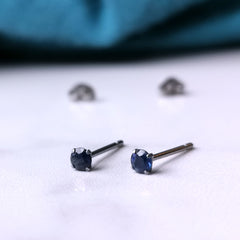Sapphire Earrings on Hypoallergenic Titanium - 3mm, 4mm, 5mm, 6mm