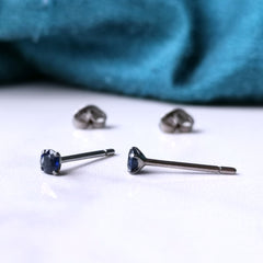 Sapphire Earrings on Hypoallergenic Titanium - 3mm, 4mm, 5mm, 6mm