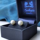 Large Freshwater Pearl Earrings - White Pearls and Hypoallergenic Titanium