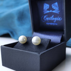 Large Freshwater Pearl Earrings - White Pearls and Hypoallergenic Titanium