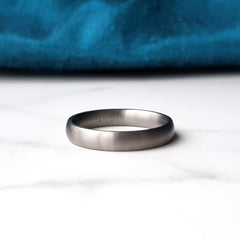 Matte Titanium wedding ring band UK laser engraved4mm