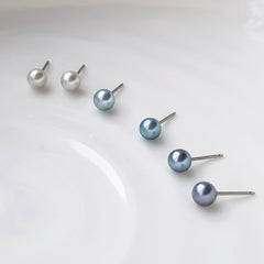 Pearl Stud Earrings - Grey Akoya Pearls and Skin Safe Titanium