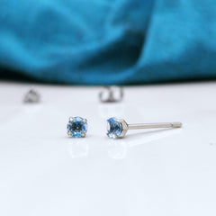 blue topaz titanium earrings 3mm