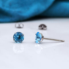 blue topaz titanium earrings 5mm