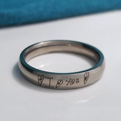 Titanium Handwriting Engraved Ring