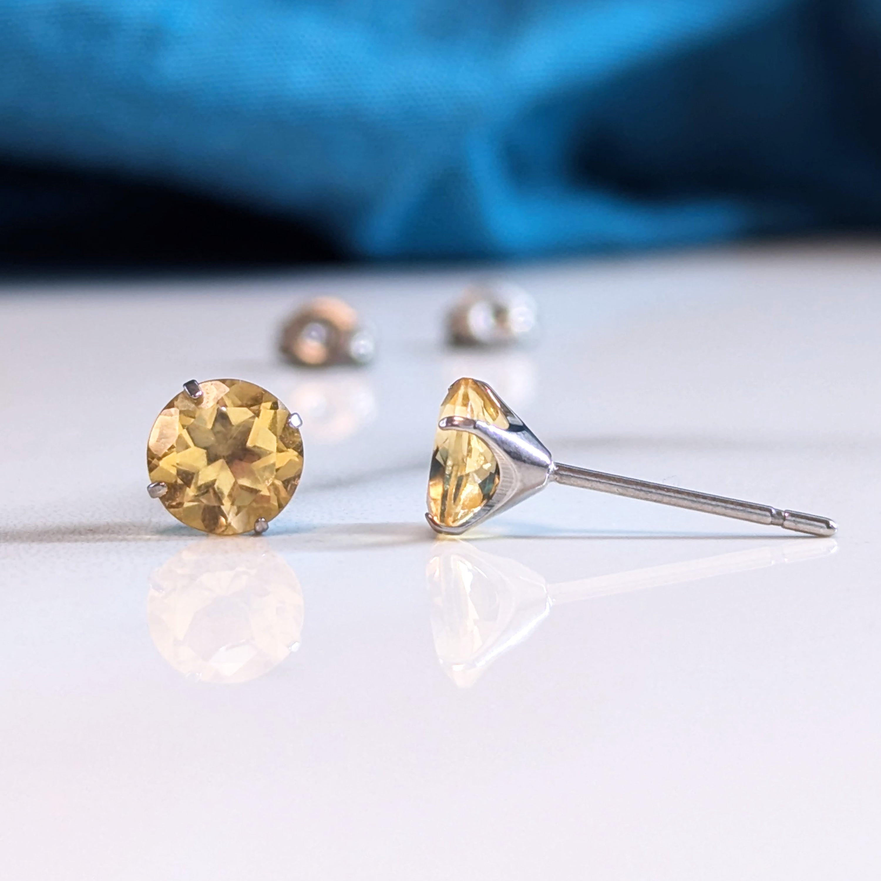 Citrine Earrings made with Nickel Free Titanium - 3mm, 4mm, 5mm, 6mm