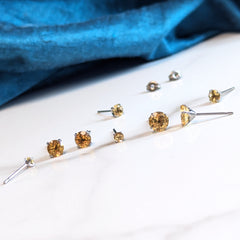 Citrine Earrings made with Nickel Free Titanium - 3mm, 4mm, 5mm, 6mm