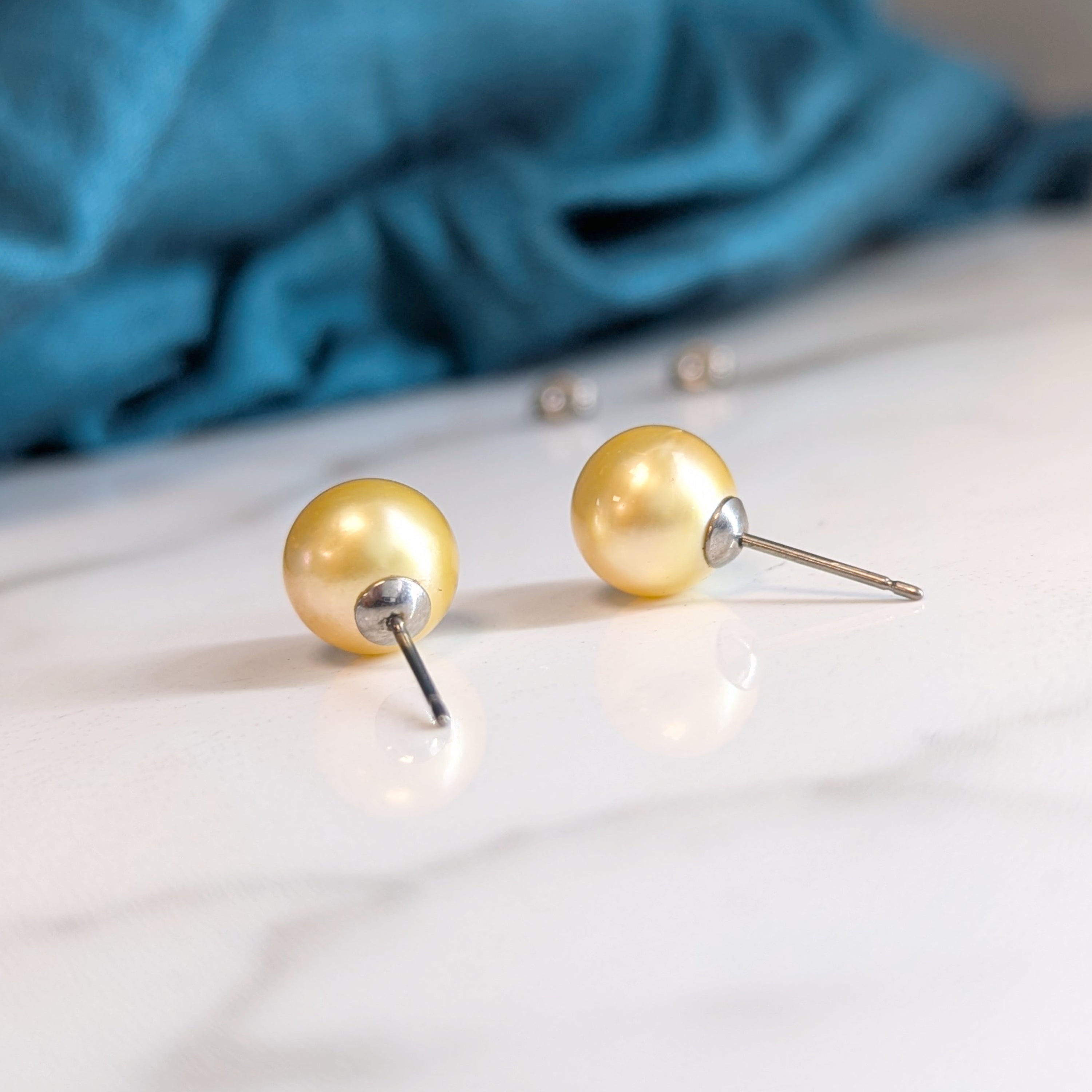 Golden southsea Titanium pearl stud earrings hypoallergenic 