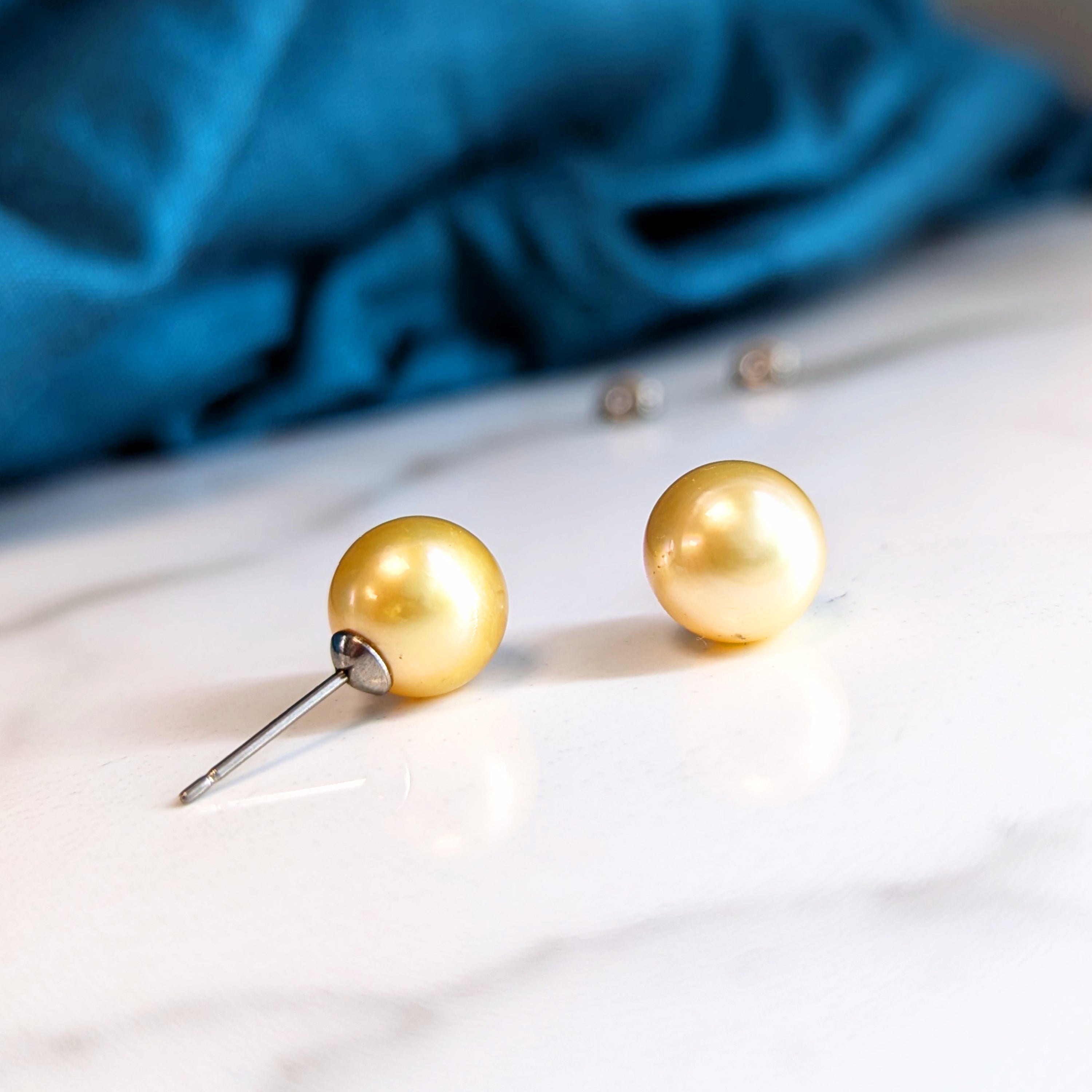 Golden southsea Titanium pearl stud earrings hypoallergenic 