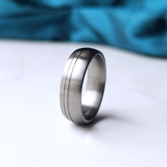 Matte Titanium Wedding Ring Double Line