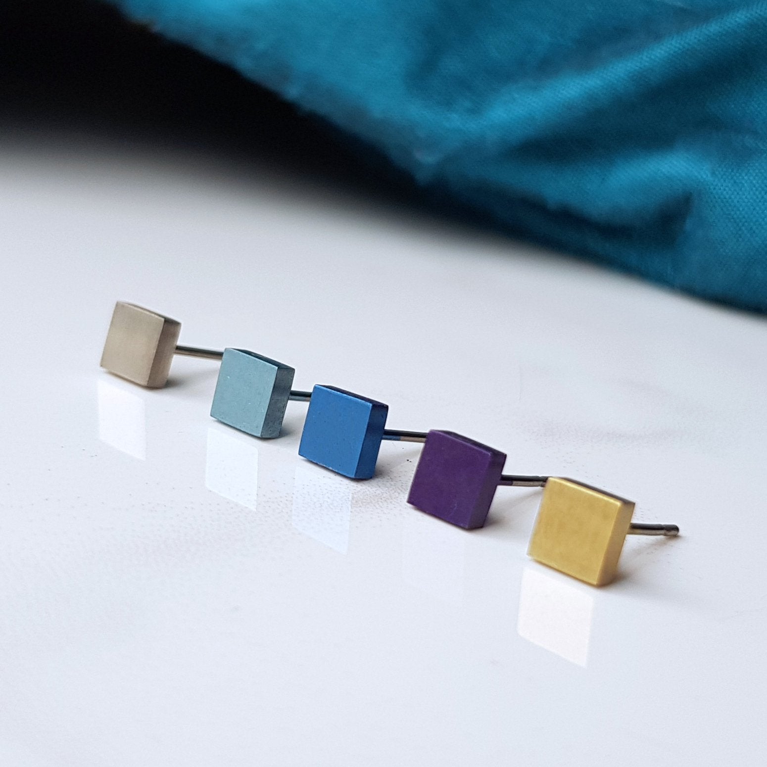 Titanium Stud Earrings - Square Earrings in 5 Colours - 5mm