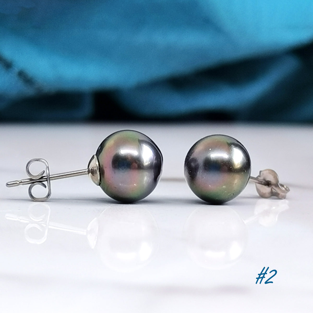 Large Pearl Earrings - Tahitian Black Pearls and Nickel Free Titanium - 9mm