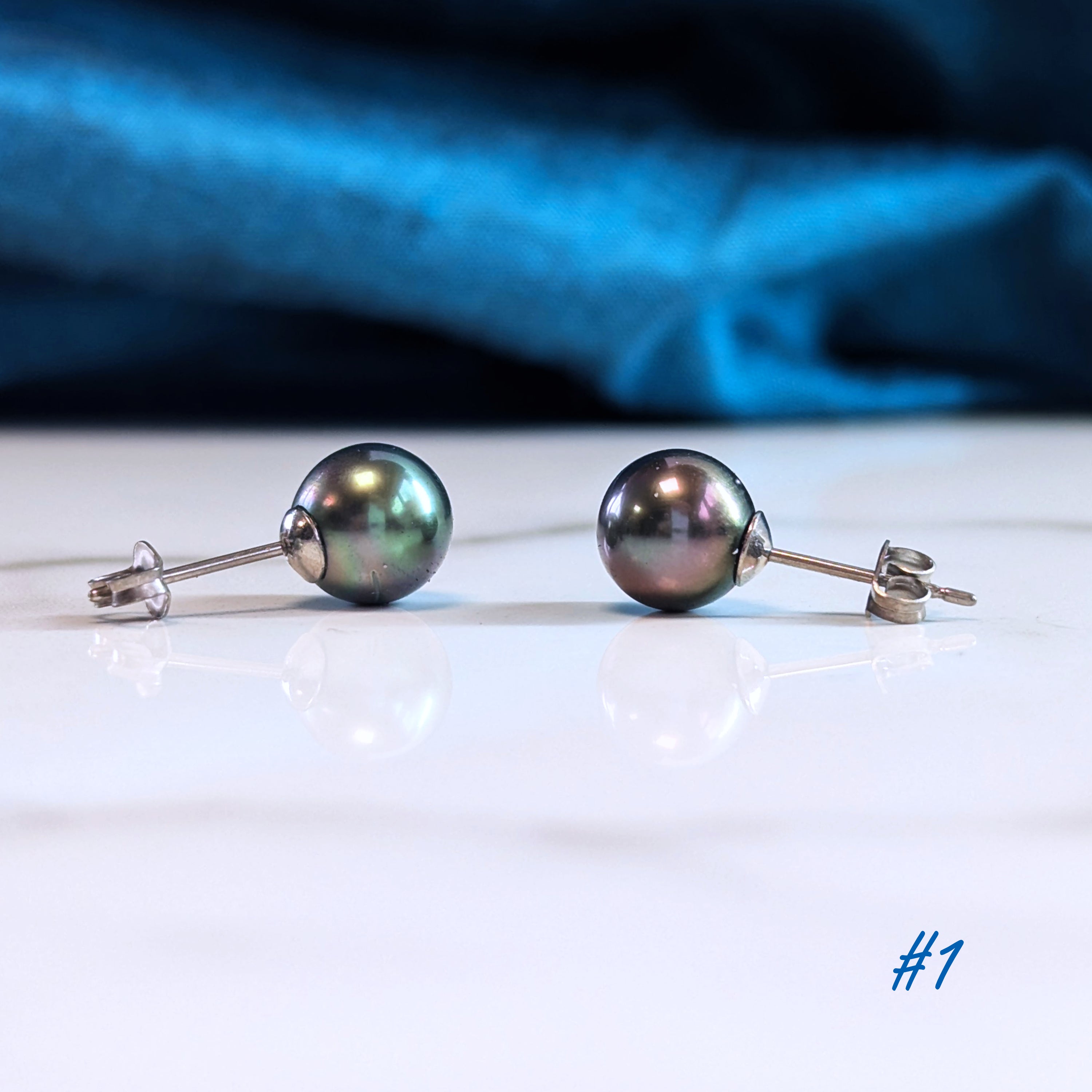 Black Pearl Earrings - Tahitian Pearls on Hypoallergenic Titanium - 8mm