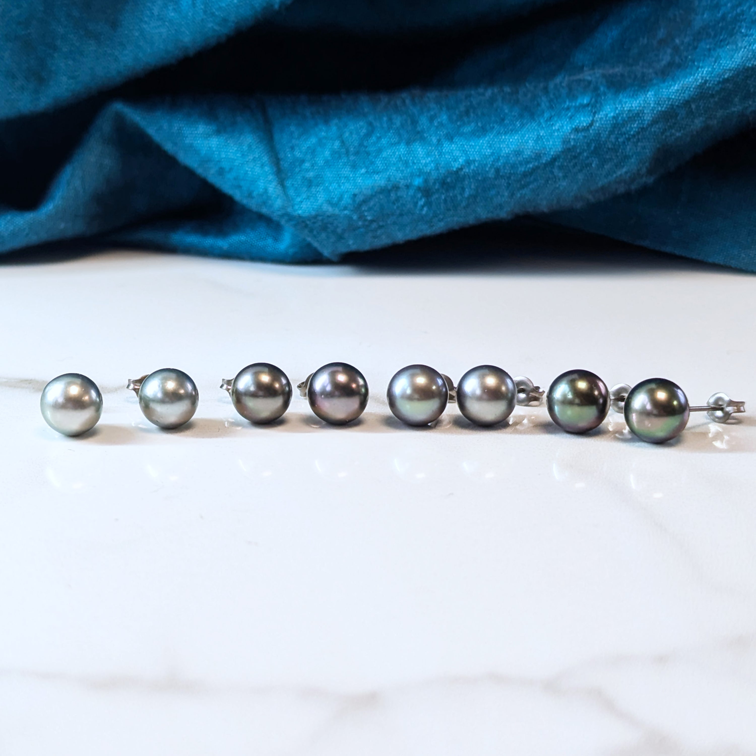 Black Pearl Earrings - Tahitian Pearls on Hypoallergenic Titanium - 8mm