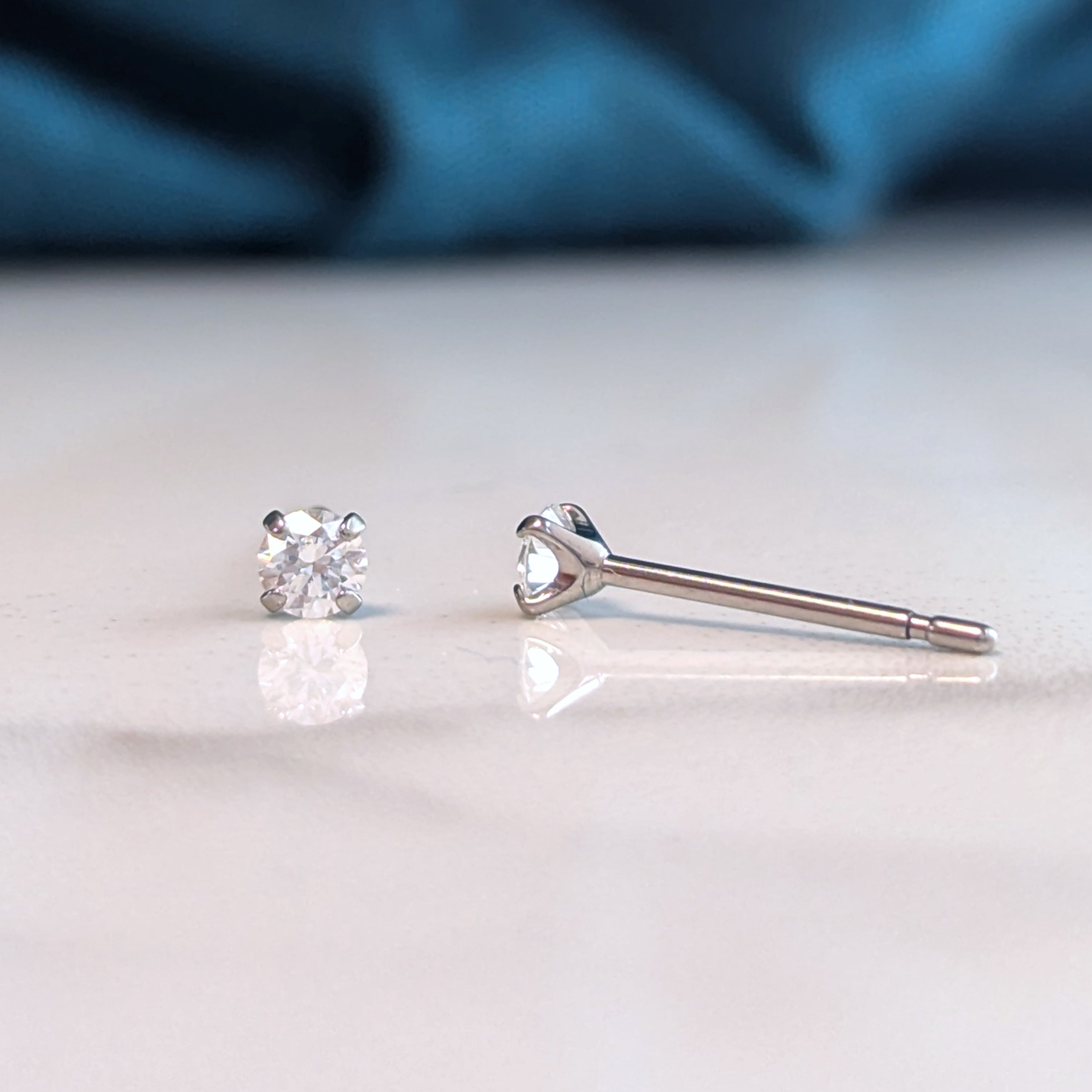 Diamond earrings on hypoallergenic Titanium - 3mm, 4mm, 5mm, 6mm