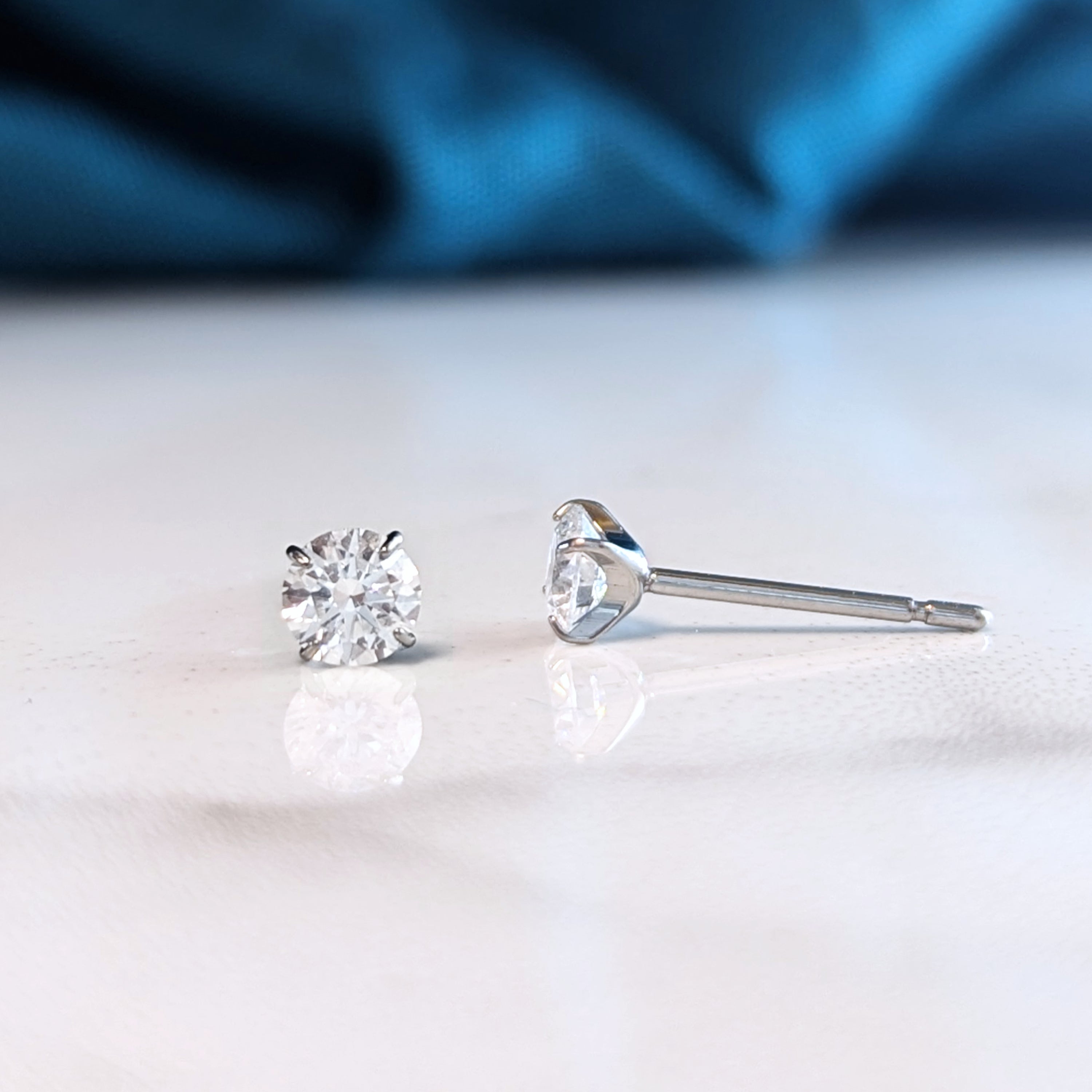 Diamond earrings on hypoallergenic Titanium - 3mm, 4mm, 5mm, 6mm