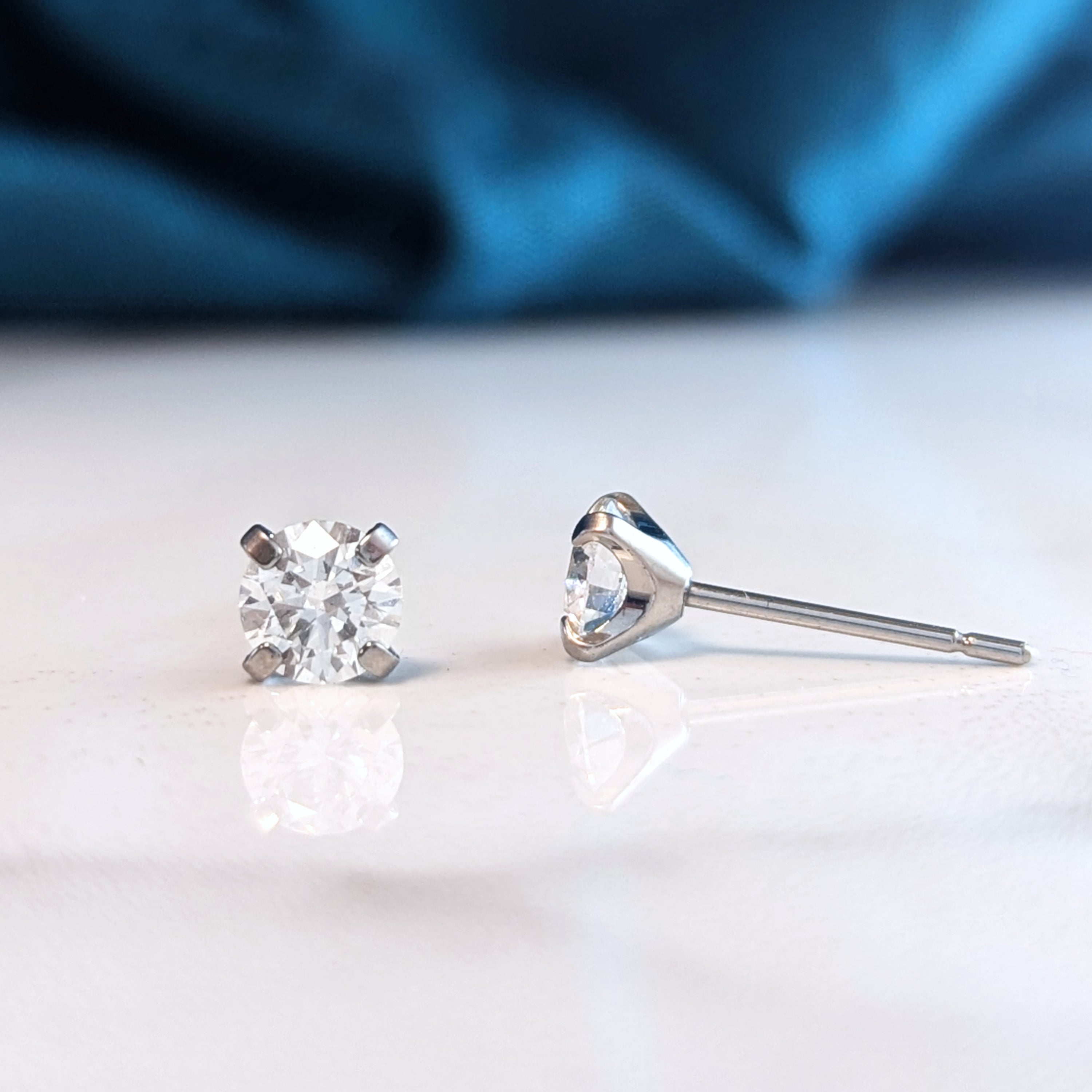 Diamond earrings on hypoallergenic Titanium - 3mm, 4mm, 5mm, 6mm