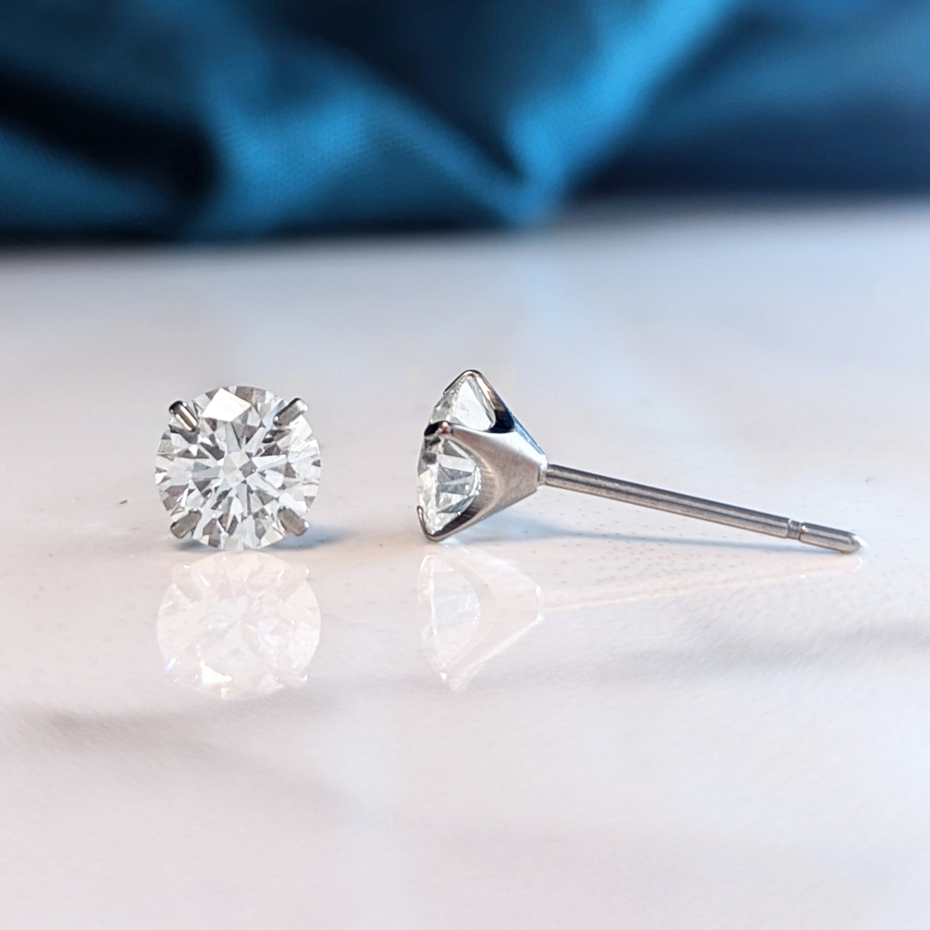 Diamond earrings on hypoallergenic Titanium - 3mm, 4mm, 5mm, 6mm