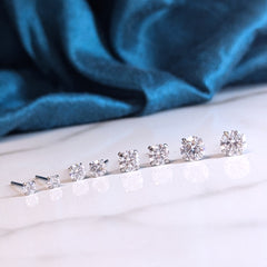 Diamond earrings on hypoallergenic Titanium - 3mm, 4mm, 5mm, 6mm