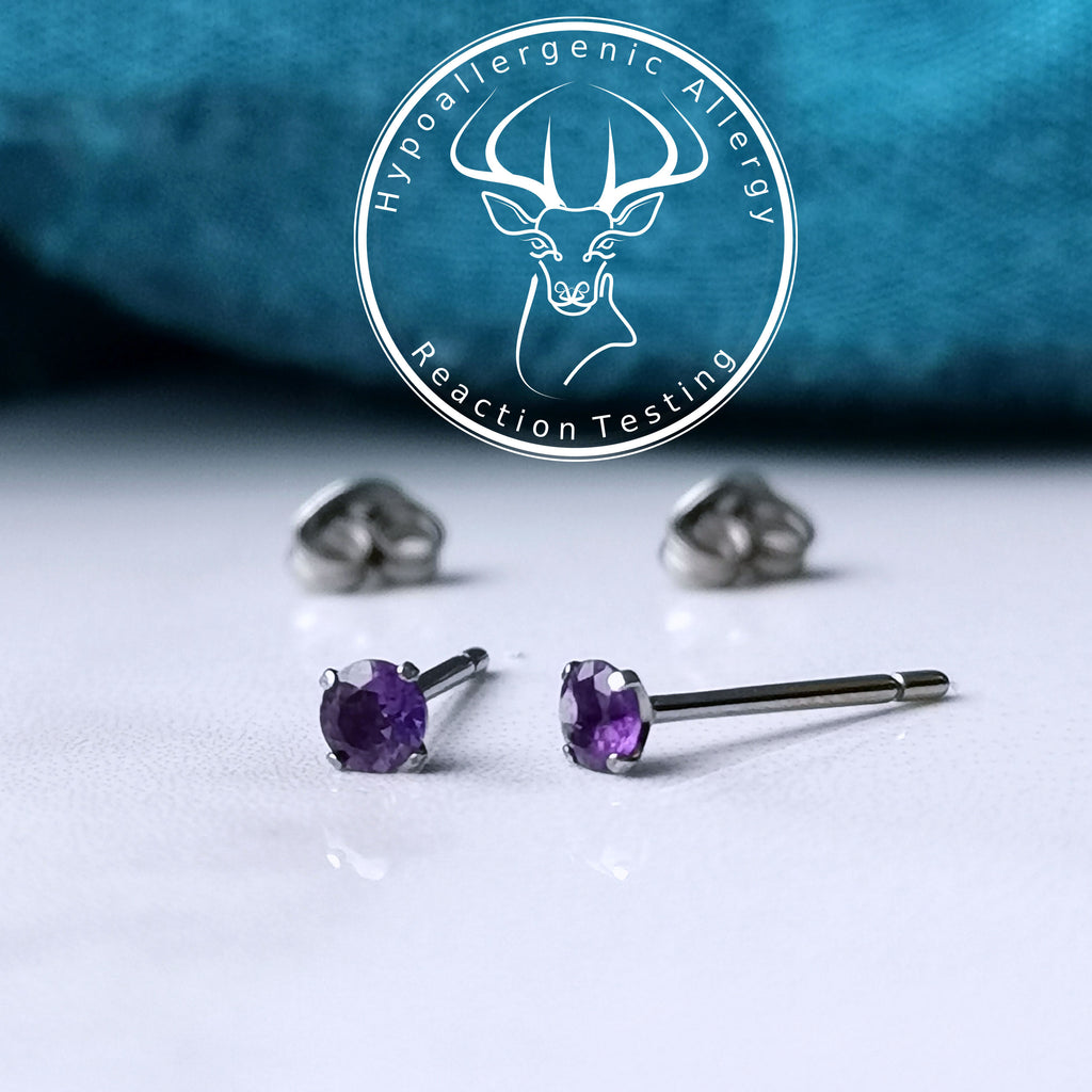 assay tested titanium amethyst earrings