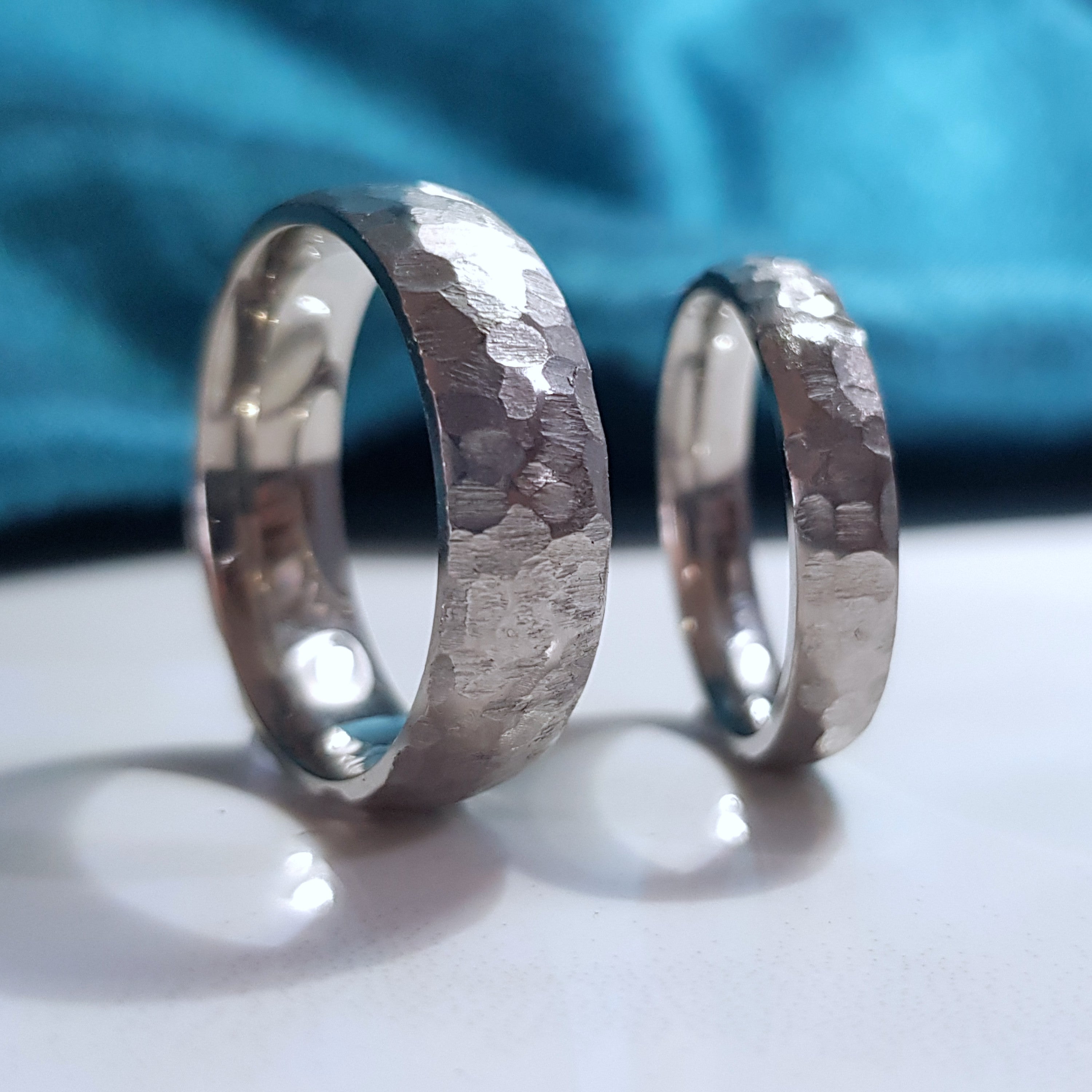 Faceted titanium wedding band hypoallergenic