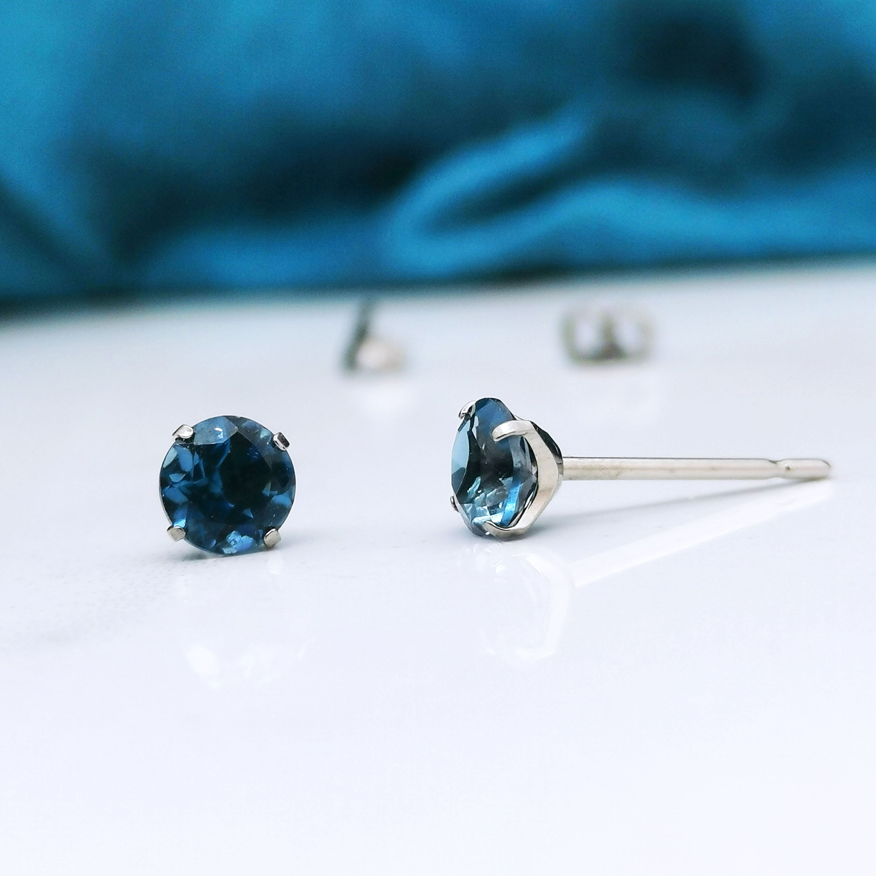 London blue topaz studs hypoallergenic titanium 5mm