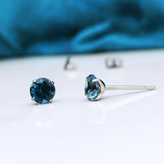 London blue topaz studs hypoallergenic titanium 5mm