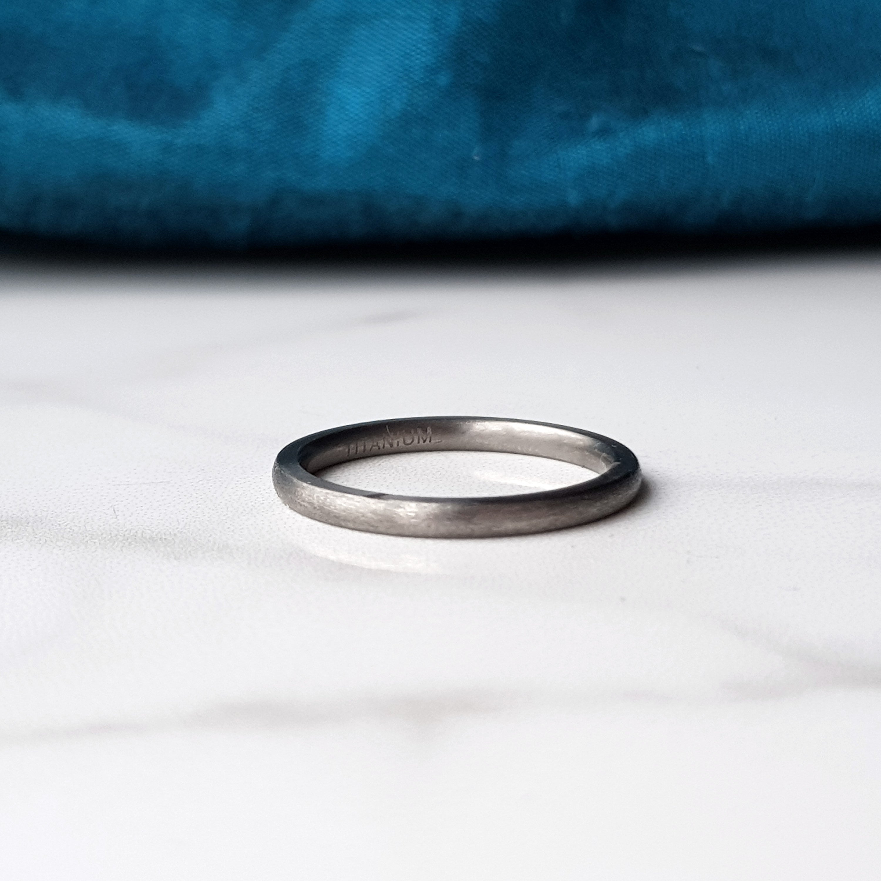 Brushed Titanium Wedding Band With Optional Laser Engraving