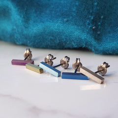 Titanium Bar Stud Earrings Large