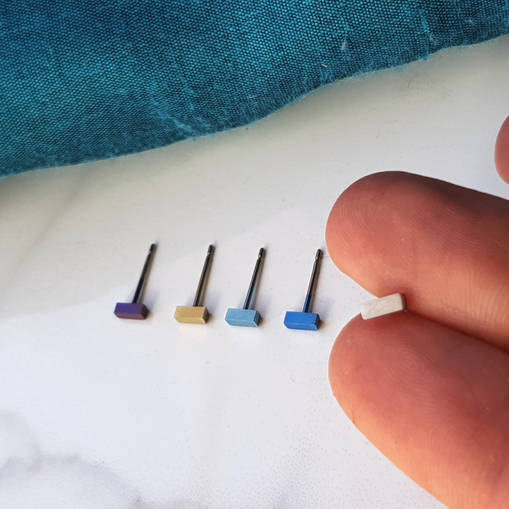 Titanium bar stud Earrings Dainty 