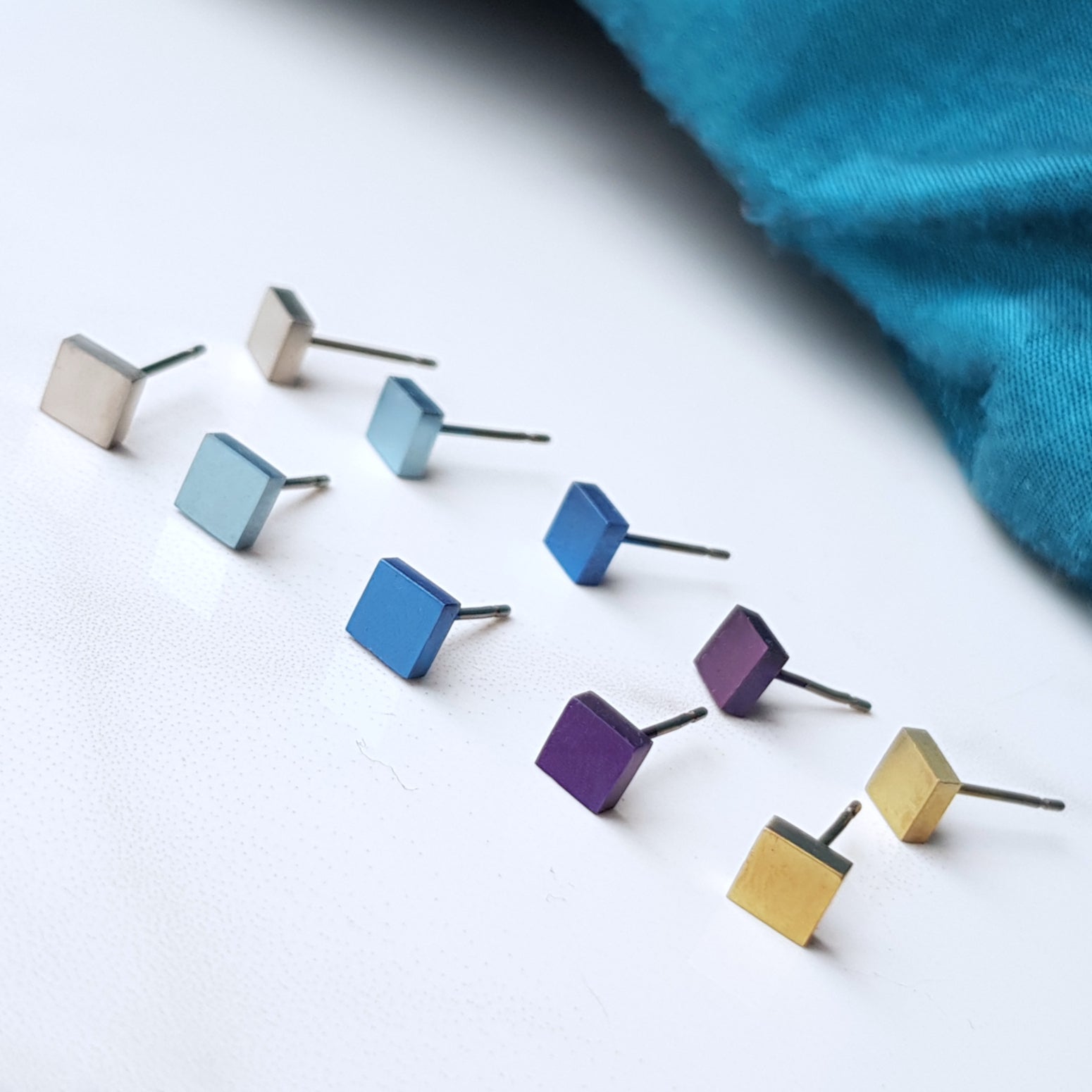 geometric square titanium stud earrings