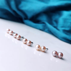 Freshwater Pearl Earrings - Pink Pearl Studs On Nickel Free Titanium