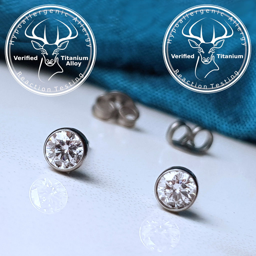 Verified Certified Titanium diamond hypoallergenic earrings