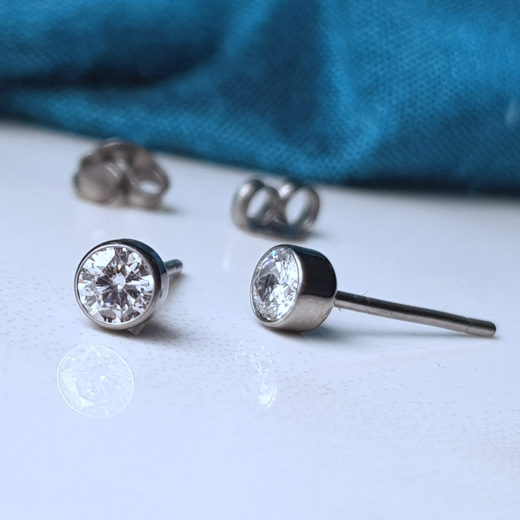 Ethical lab grown hypoallergenic titanium diamond earrings 2