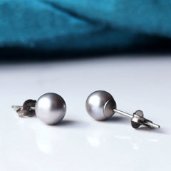 Freshwater Pearl Earrings - Grey Pearl Earrings and Hypoallergenic Titanium