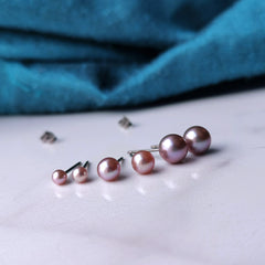 Freshwater Pearl Earrings - Pink Pearl Studs On Nickel Free Titanium